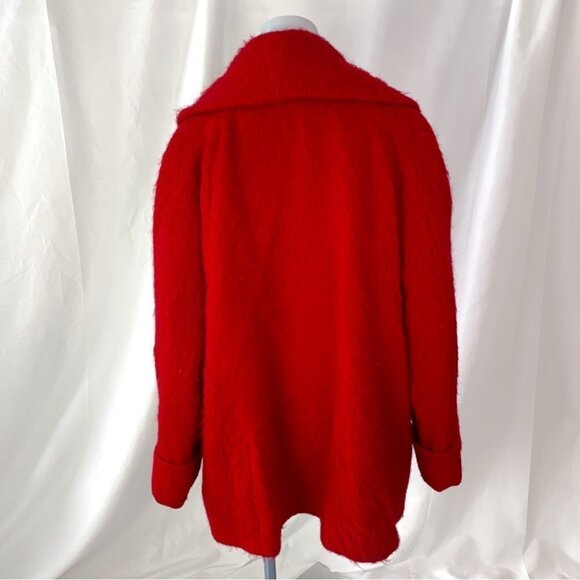 WINDSMOOR  RED TRENCH COAT OVERSIZED MOHAIR VIRGIN WOOL COAT MADE IN UKRAINE 14 - Picture 9 of 13